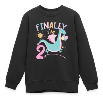 2ème anniversaire Fille Dracon 2 ans Cadeaux - Sweat Premium enfant bio - noir - Devant - AI Model Kid Female (0cm)