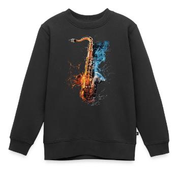 Saxophon - Kinder Premium Organic Sweatshirt - Schwarz - Vorne - AI Model Kid Female (0cm)