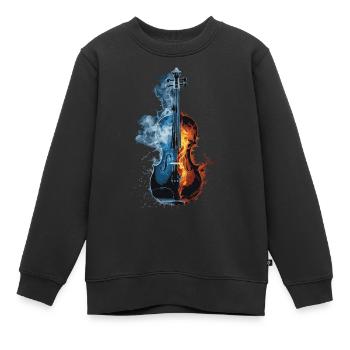 Violine - Kinder Premium Organic Sweatshirt - Schwarz - Vorne - AI Model Kid Female (0cm)