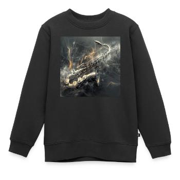 Saxophon - Kinder Premium Organic Sweatshirt - Schwarz - Vorne - AI Model Kid Female (0cm)
