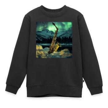 Saxophon - Kinder Premium Organic Sweatshirt - Schwarz - Vorne - AI Model Kid Female (0cm)