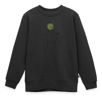Yarn Head Art - Dessin au trait minimaliste - Sweat Premium enfant bio - noir - Devant - AI Model Kid Female (0cm)