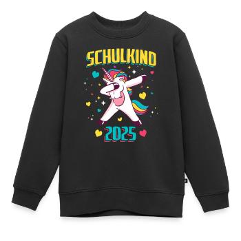 Écolier 2025 Licorne Inscription à l’école - Sweat Premium enfant bio - noir - Devant - AI Model Kid Female (0cm)