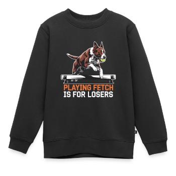 Flyball Sports canins - Sweat Premium enfant bio - noir - Devant - AI Model Kid Female (0cm)