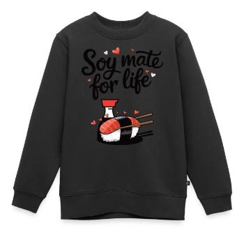 Geschenkidee lustig Zitat Design Sushi Soja Soße - Kinder Premium Organic Sweatshirt - Schwarz - Vorne - AI Model Kid Female (0cm)