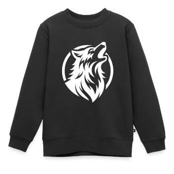 Le loup hurlant comme protecteur de la forêt - Sweat Premium enfant bio - noir - Devant - AI Model Kid Female (0cm)