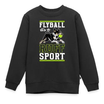 Flyball Sports canins - Sweat Premium enfant bio - noir - Devant - AI Model Kid Female (0cm)