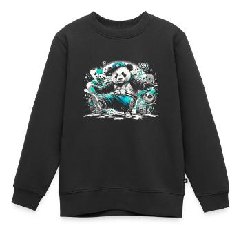 Breakdancing Breakdance Panda - Sweat Premium enfant bio - noir - Devant - AI Model Kid Female (0cm)