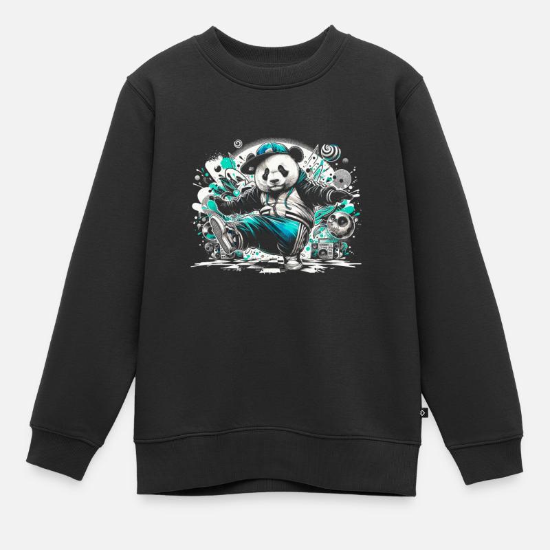 Breakdancing Breakdance Panda - Sweat Premium enfant bio - noir