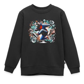Breakdancing Breakdance Katze - Kinder Premium Organic Sweatshirt - Schwarz - Vorne - AI Model Kid Female (0cm)