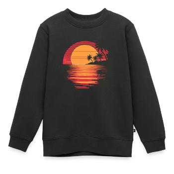 Sonnenuntergang Urlaubsreif Strand Meer Palmen - Kinder Premium Organic Sweatshirt - Schwarz - Vorne - AI Model Kid Female (0cm)