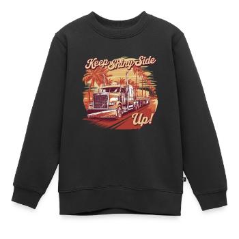Trucker Keep The Shiny Side Up - Kids Premium Organic Sweatshirt - black - Front - AI Model Kid Female (0cm)