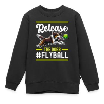 Flyball Sports canins - Sweat Premium enfant bio - noir - Devant - AI Model Kid Female (0cm)