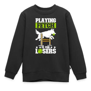 Flyball Sports canins - Sweat Premium enfant bio - noir - Devant - AI Model Kid Female (0cm)