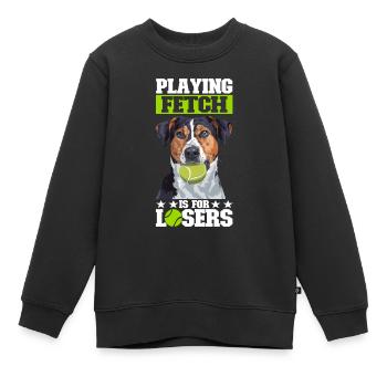 Flyball Sports canins - Sweat Premium enfant bio - noir - Devant - AI Model Kid Female (0cm)