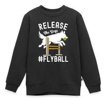 Flyball Sports canins - Sweat Premium enfant bio - noir - Devant - AI Model Kid Female (0cm)