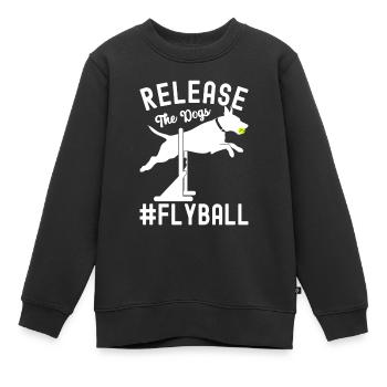 Flyball Sports canins - Sweat Premium enfant bio - noir - Devant - AI Model Kid Female (0cm)