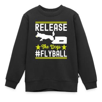 Flyball Sports canins - Sweat Premium enfant bio - noir - Devant - AI Model Kid Female (0cm)