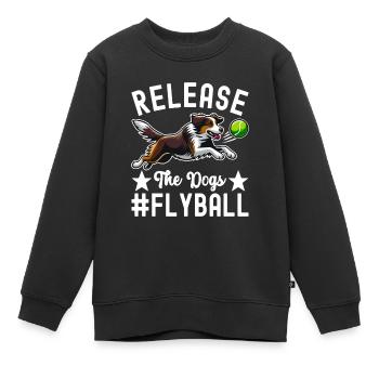 Flyball Sports canins - Sweat Premium enfant bio - noir - Devant - AI Model Kid Female (0cm)