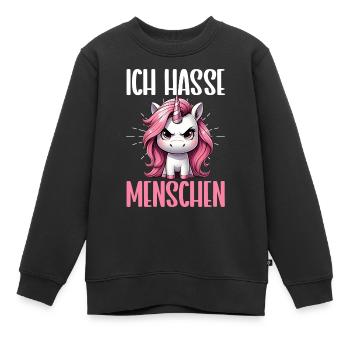 Je déteste les gens drôle licorne doigt puant - Sweat Premium enfant bio - noir - Devant - AI Model Kid Female (0cm)