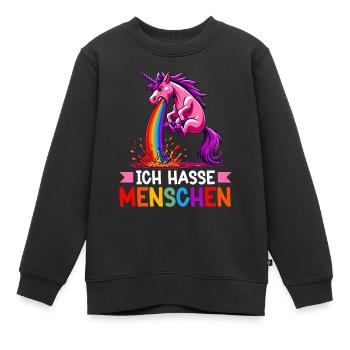 Je déteste les gens drôle licorne doigt puant - Sweat Premium enfant bio - noir - Devant - AI Model Kid Female (0cm)
