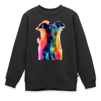 Windhund - Kinder Premium Organic Sweatshirt - Schwarz - Vorne - AI Model Kid Female (0cm)