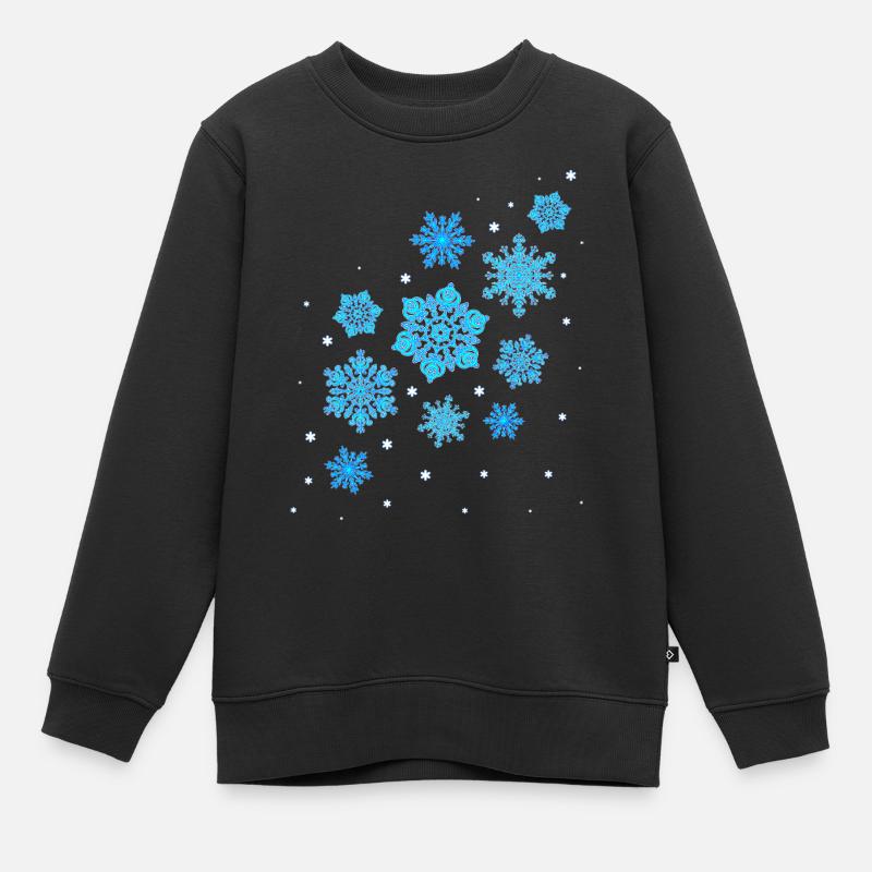 Flocons de neige Mandala - Sweat Premium enfant bio - noir