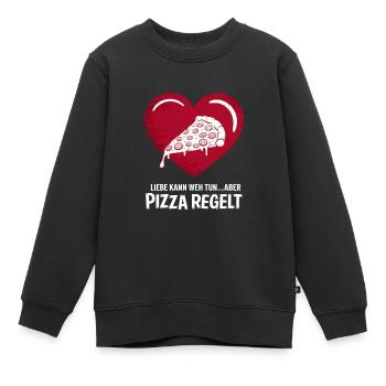 Love Hurts Breakup Valentine's Day Pizza Regulates - Kids Premium Organic Sweatshirt - black - Front - AI Model Kid Female (0cm)