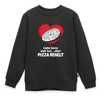 Love Hurts Breakup Valentine's Day Pizza Regulates - Kids Premium Organic Sweatshirt - black - Front - AI Model Kid Female (0cm)