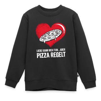 Love Hurts Breakup Valentine's Day Pizza Regulates - Kids Premium Organic Sweatshirt - black - Front - AI Model Kid Female (0cm)