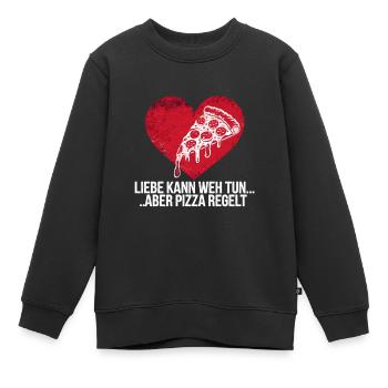 Love Hurts Breakup Valentine's Day Pizza Regulates - Kids Premium Organic Sweatshirt - black - Front - AI Model Kid Female (0cm)