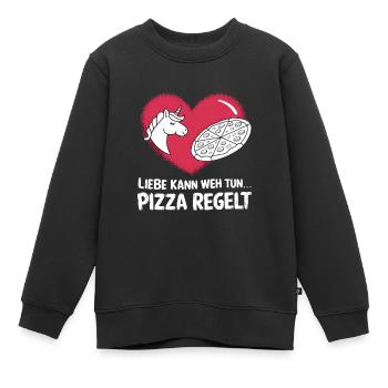 Love Hurts Breakup Valentine's Day Pizza Regulates - Kids Premium Organic Sweatshirt - black - Front - AI Model Kid Female (0cm)