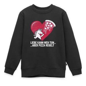 Love Hurts Breakup Valentine's Day Pizza Regulates - Kids Premium Organic Sweatshirt - black - Front - AI Model Kid Female (0cm)
