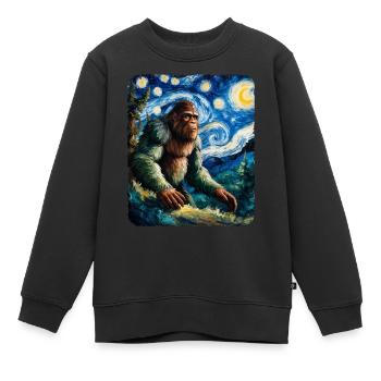 Big foot Peinture Art Nuit étoilée Van Gogh art - Sweat Premium enfant bio - noir - Devant - AI Model Kid Female (0cm)