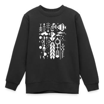 Fischerei Silhouette - Kinder Premium Organic Sweatshirt - Schwarz - Vorne - AI Model Kid Female (0cm)