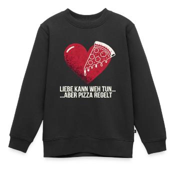 Love Hurts Breakup Valentine's Day Pizza Regulates - Kids Premium Organic Sweatshirt - black - Front - AI Model Kid Female (0cm)