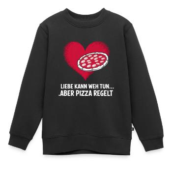 Love Hurts Breakup Valentine's Day Pizza Regulates - Kids Premium Organic Sweatshirt - black - Front - AI Model Kid Female (0cm)