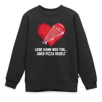 Love Hurts Breakup Valentine's Day Pizza Regulates - Kids Premium Organic Sweatshirt - black - Front - AI Model Kid Female (0cm)