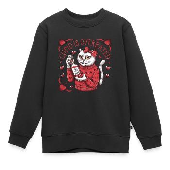 Célibataire Saint-Valentin Amour Cupidon Drôle Dicton - Sweat Premium enfant bio - noir - Devant - AI Model Kid Female (0cm)