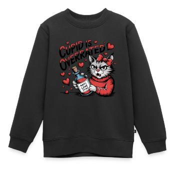 Célibataire Saint-Valentin Amour Cupidon Drôle Dicton - Sweat Premium enfant bio - noir - Devant - AI Model Kid Female (0cm)