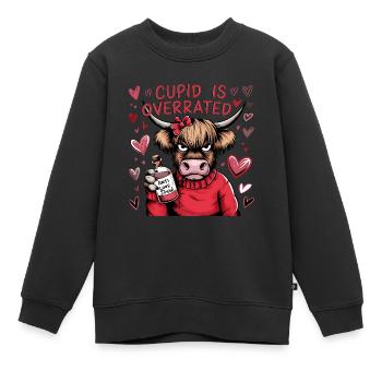 Célibataire Saint-Valentin Amour Cupidon Drôle Dicton - Sweat Premium enfant bio - noir - Devant - AI Model Kid Female (0cm)