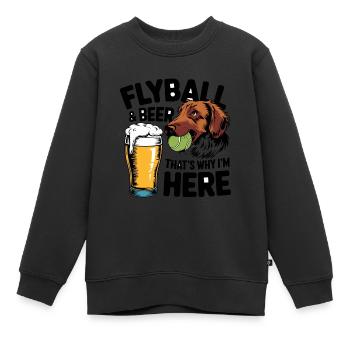 Flyball Sports canins - Sweat Premium enfant bio - noir - Devant - AI Model Kid Female (0cm)