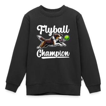 Flyball Sports canins - Sweat Premium enfant bio - noir - Devant - AI Model Kid Female (0cm)