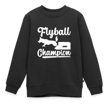 Flyball Sports canins - Sweat Premium enfant bio - noir - Devant - AI Model Kid Female (0cm)