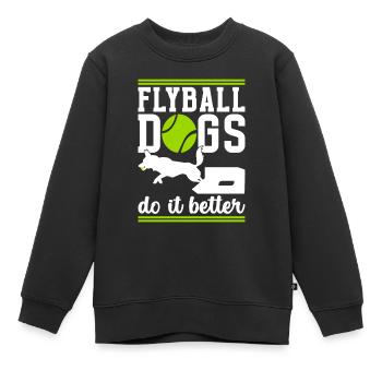 Flyball Sports canins - Sweat Premium enfant bio - noir - Devant - AI Model Kid Female (0cm)