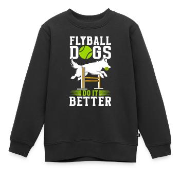 Flyball Sports canins - Sweat Premium enfant bio - noir - Devant - AI Model Kid Female (0cm)