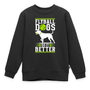 Flyball Sports canins - Sweat Premium enfant bio - noir - Devant - AI Model Kid Female (0cm)