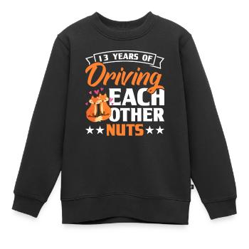 13 Jahre Liebe Zuneigung Fuchs Design - Kinder Premium Organic Sweatshirt - Schwarz - Vorne - AI Model Kid Female (0cm)