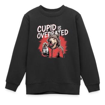 Célibataire Saint-Valentin Amour Cupidon Drôle Dicton - Sweat Premium enfant bio - noir - Devant - AI Model Kid Female (0cm)