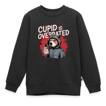 Célibataire Saint-Valentin Amour Cupidon Drôle Dicton - Sweat Premium enfant bio - noir - Devant - AI Model Kid Female (0cm)